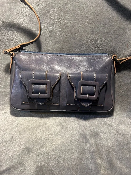 Kenneth Cole Two Tone Leather Buckle Bag w/ Silver Hardware - Picture 5 of 8